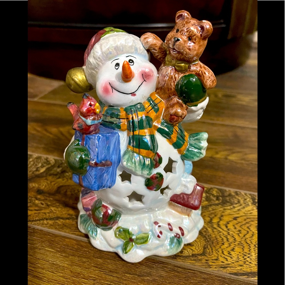 NWT 8” Tea Light Snowman Candle Holder